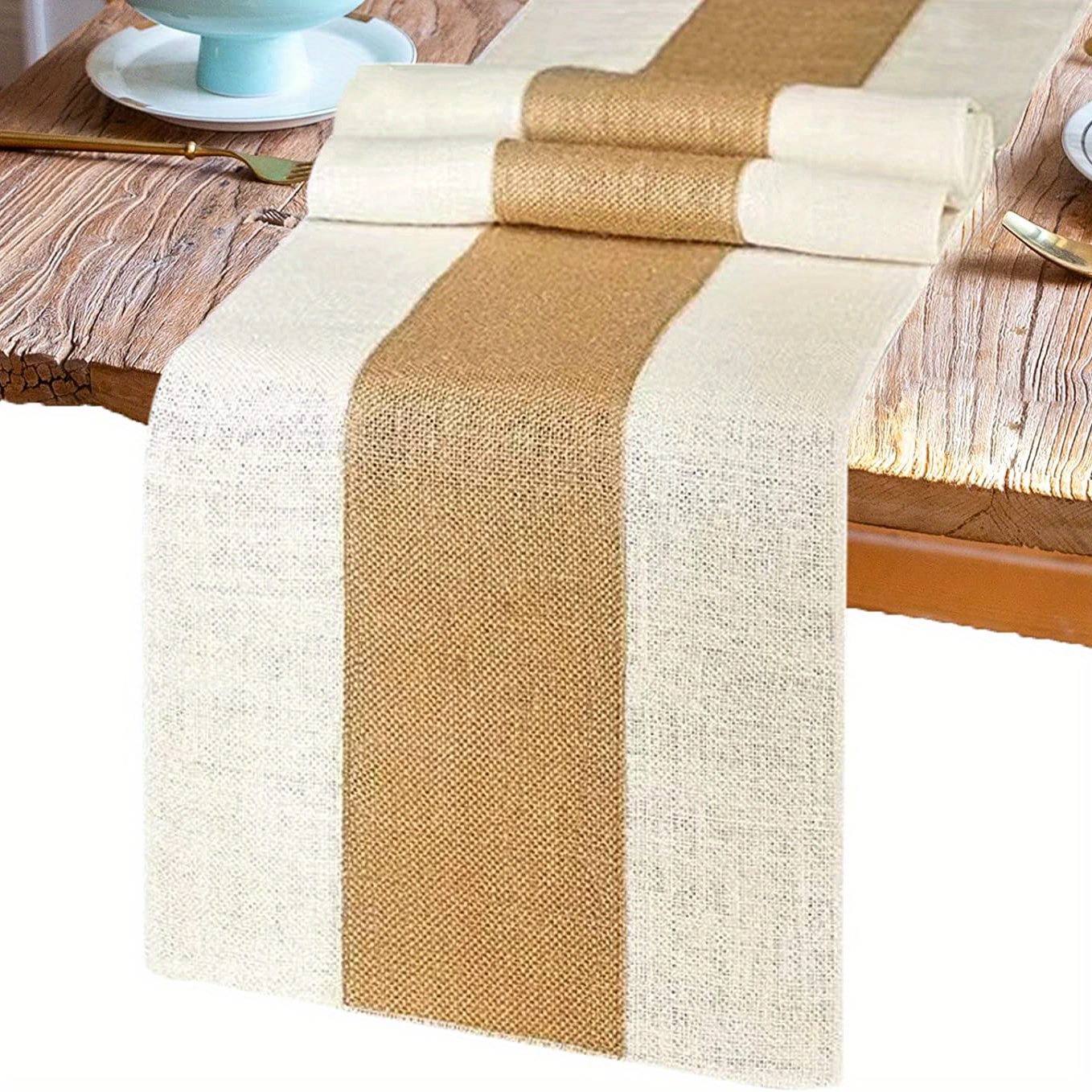 tiosggd Burlap Table Runner 2 Packs 14 inchx72 inch Jute Linen Farmhouse Rustic Tablecloth for Christmas Thanksgiving Day Easter Supplies Weddings