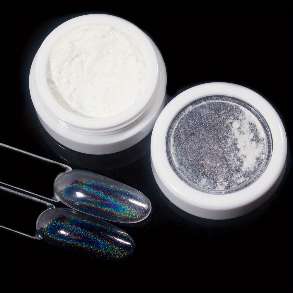 8Jar/Set Sparkling Diamond Nail Powder Laser Silver Reflective