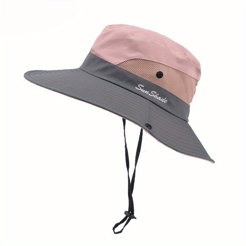 Womens Ponytail Sun Hat UV Protection Bucket Hats Foldable Wide Brim Summer  Boonie Beach Cap Fishing Hiking