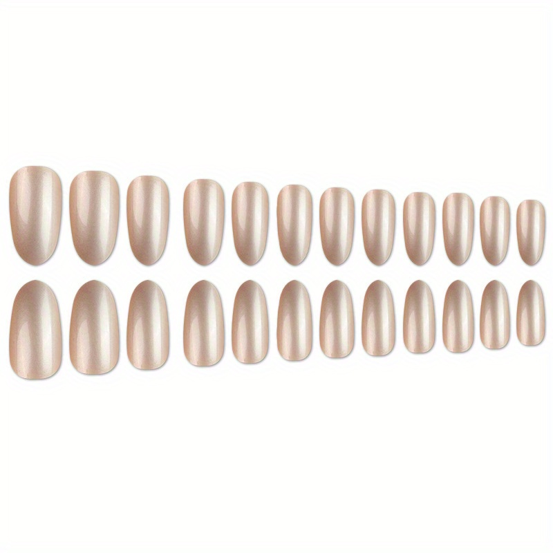 24pcs medium almond fake nails glossy full cover stick on nails false nails solid color acrylic nails for women girls nail art diy details 2