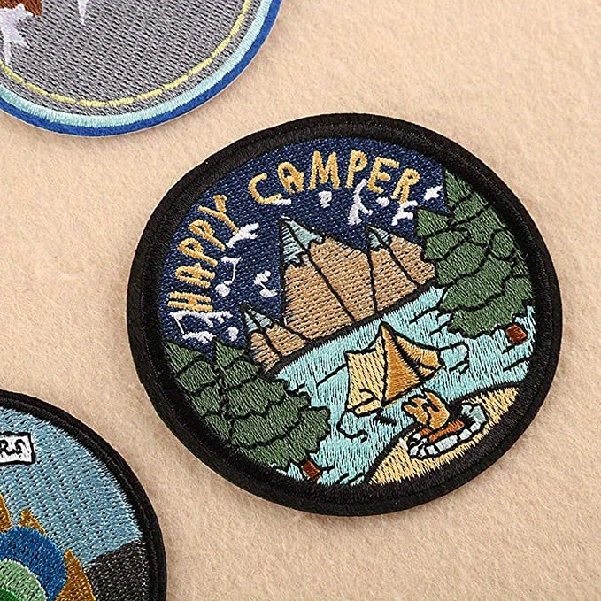 Travel Patches Embroidered Sew / Iron on Biker Nature Camping 