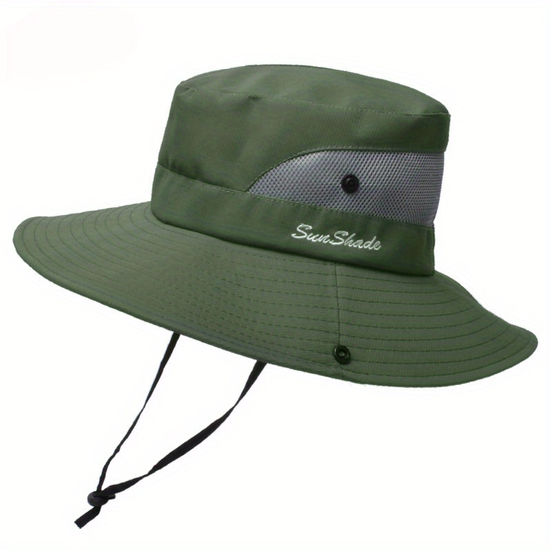Womens Ponytail Sun Hat UV Protection Bucket Hats Foldable Wide Brim Summer Boonie Beach Cap Fishing Hiking