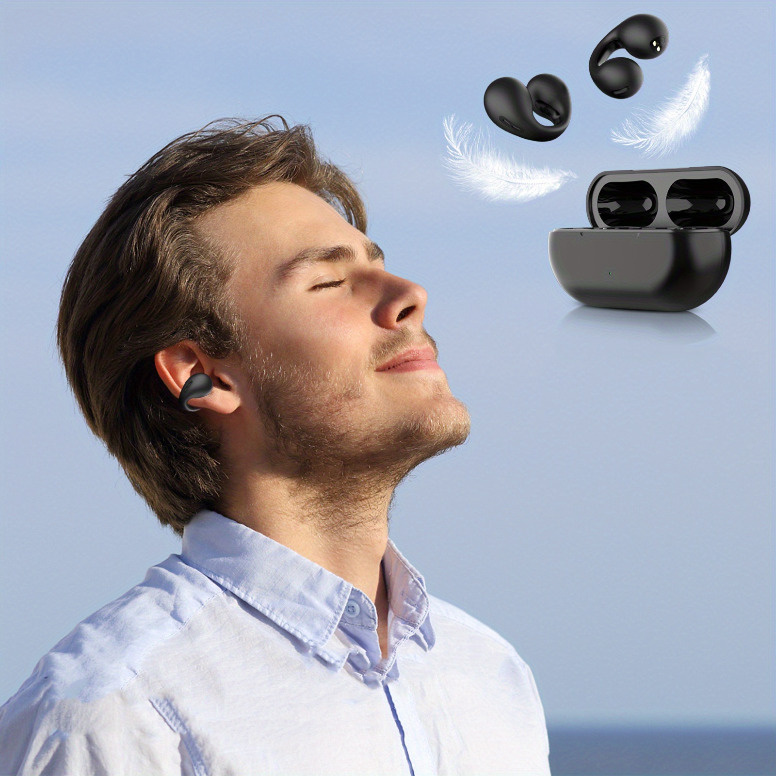 Wireless Ear Clip Air Conduction Headset: Get Clearer Calls - Temu