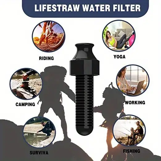 1pc 16 9 oz water filter bottle with high purity activated carbon for hiking backpacking camping travel portable water purifier bottle details 1