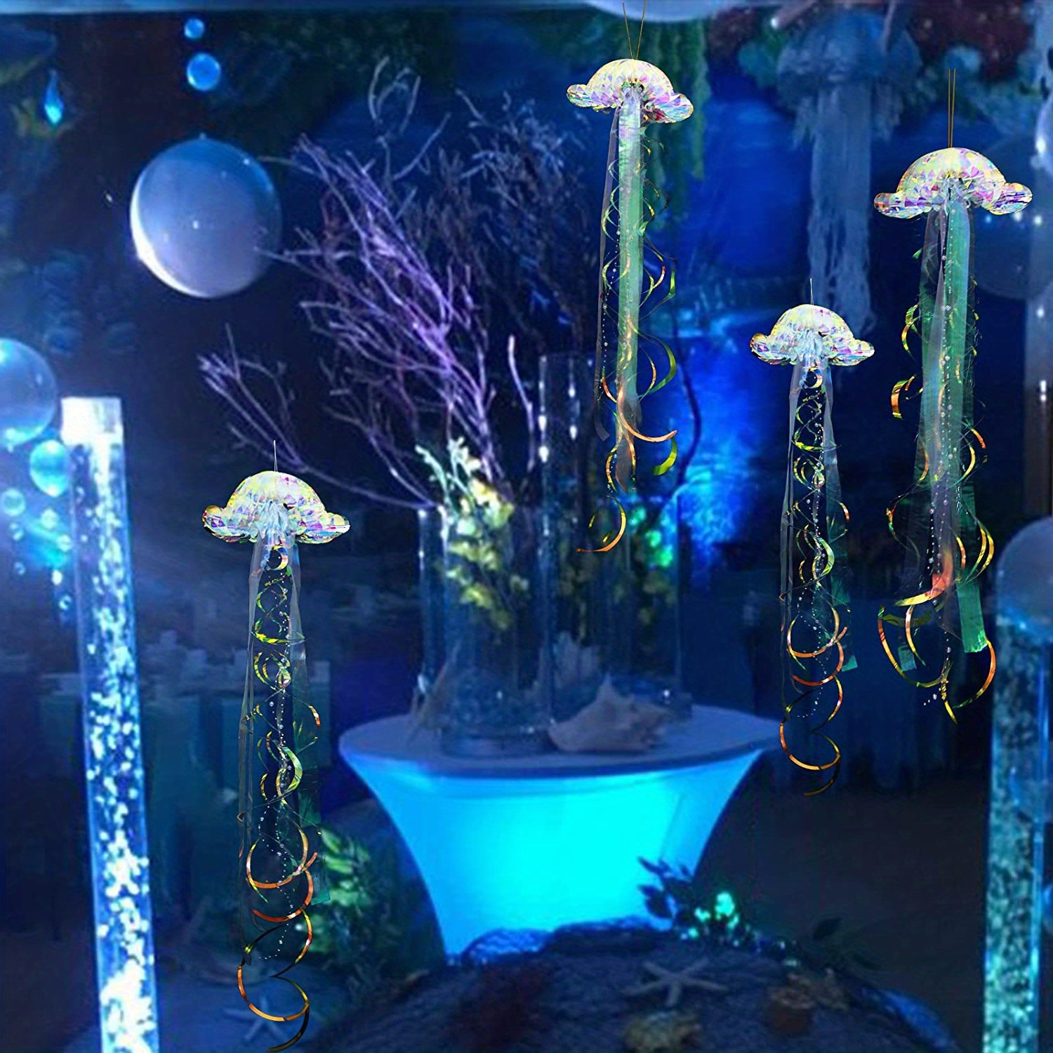  Tinlade 6 Pcs Glitter Iridescent Jellyfish for Under
