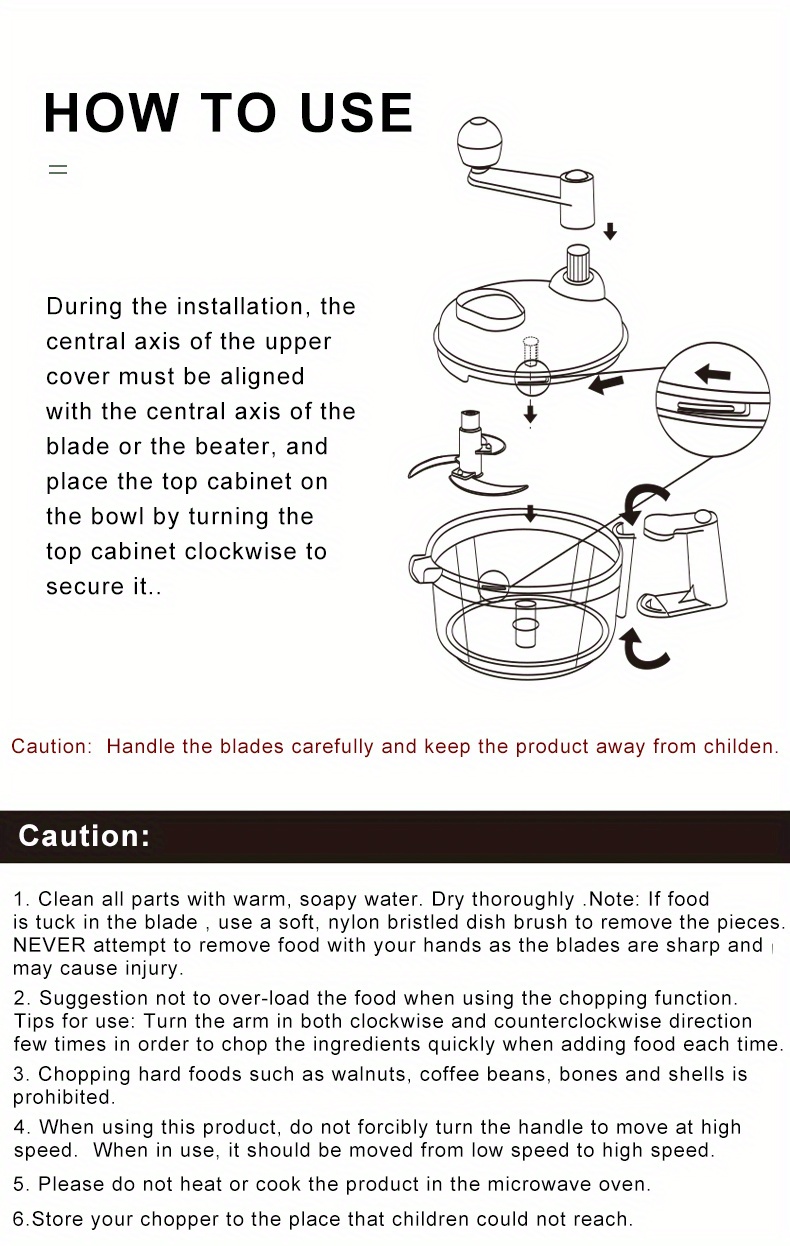 Procesos de alimentos de cocina de Tenta Procesador de alimentos de  manivela de mano/Picador manual de alimentos/picadora de carne/picadora de
