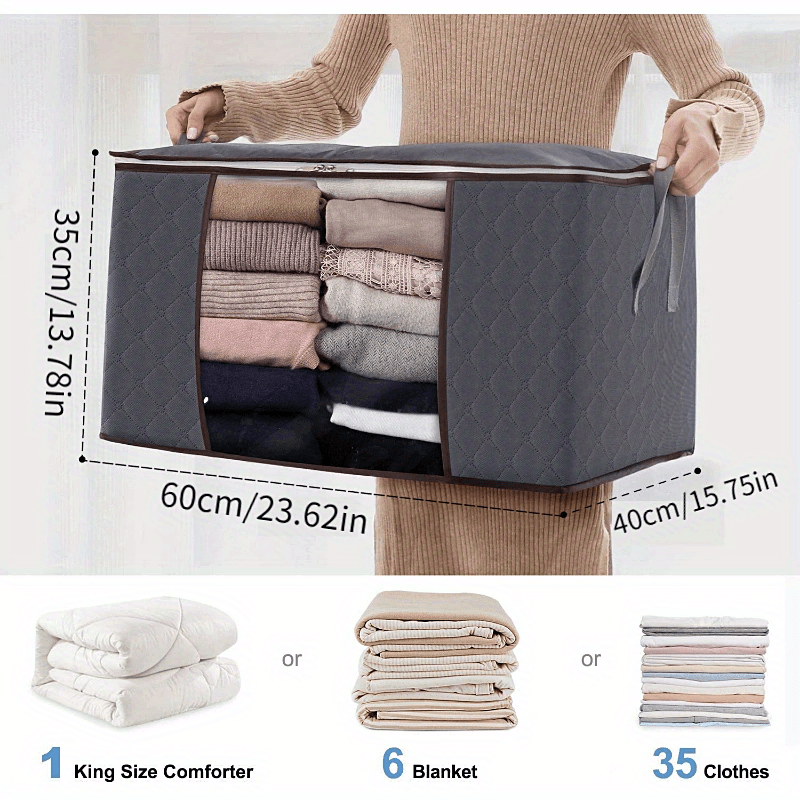 Large Clothes Storage Bags, Closet Organizer Containers With Handles, Storage  Bag For Blanket Comforters Bedding - Temu