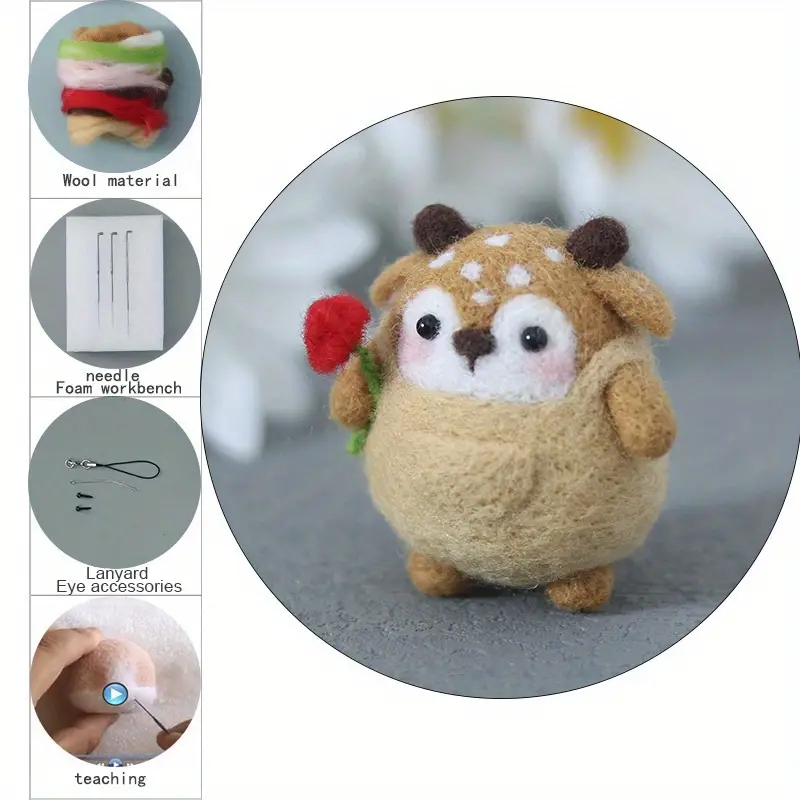 Diy Animal Penguin Wool Felt Doll Creative Material Package - Temu Japan