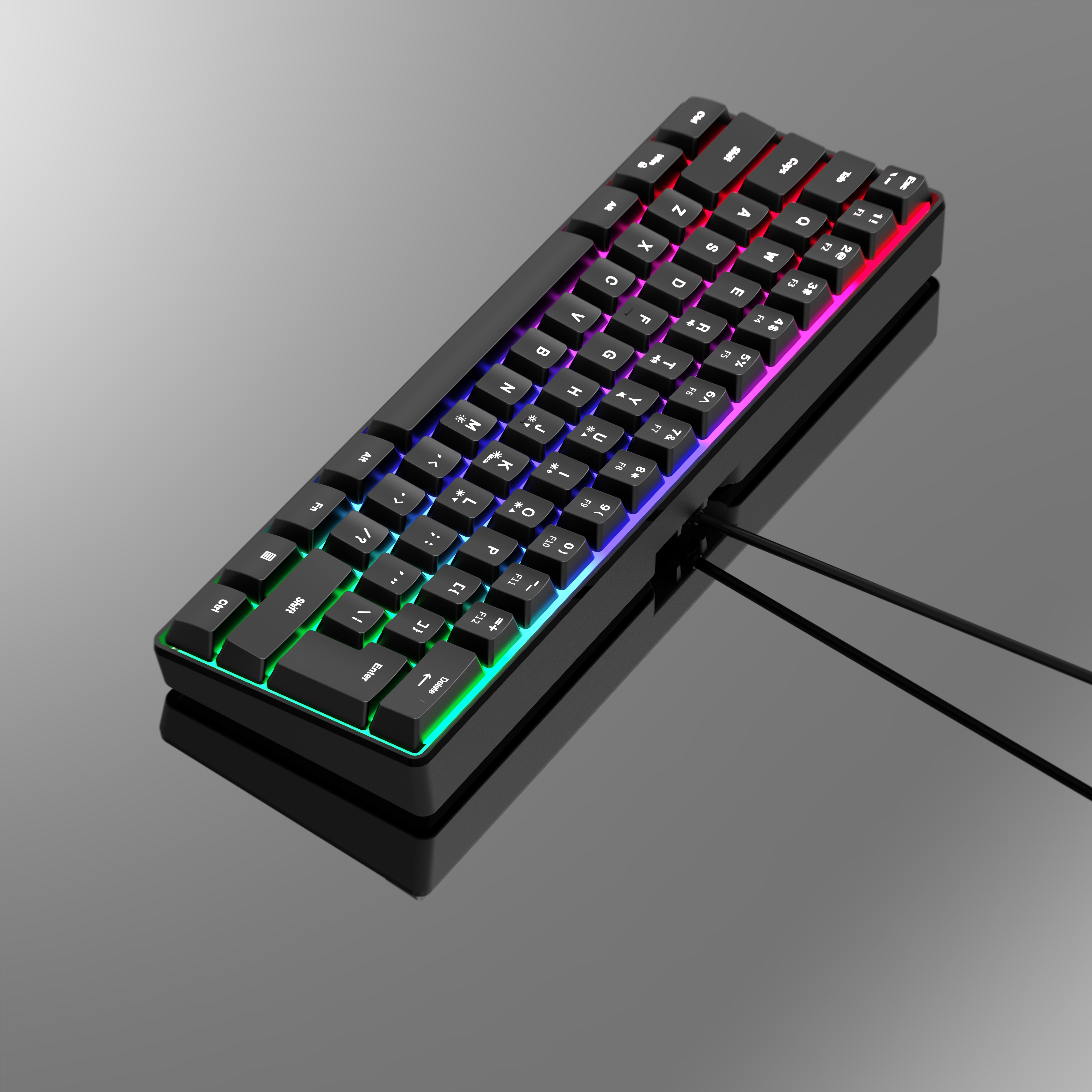 black rgb colorful luminous gaming keyboard mini 60 scale 61 keys translucent usb keyboard portable ergonomic high   design key   keyboard no fading keys colorful light night special backlit keyboard suitable for desktop computer laptop all in one multiple systems multiple   pc   ps4   one gamer details 8