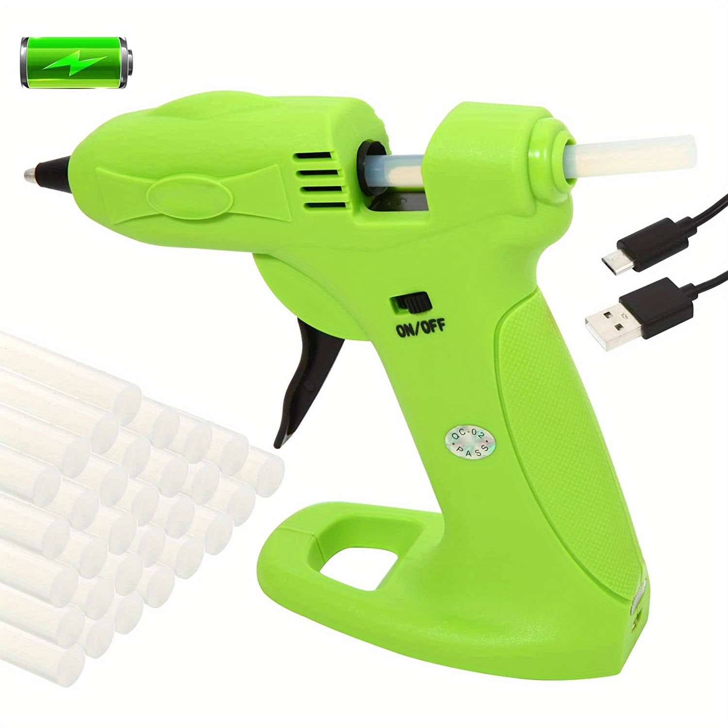 Cordless Hot Melt USB Rechargeable 2600mAh Wireless Glue Gun with 30pcs Mini  Glue Sticks - Battery Operated & Charger Glue Guns Kit for Crafts DIY Arts  Home Repairs Green