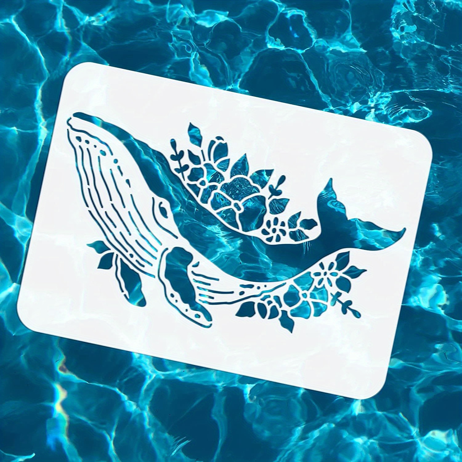 Image of 1pc Whale Stencil 8.3x11.7inch Reusable Drawing Template Diy Stencil For Painting On Wall, Wood, Fabric, Paper And Furniture