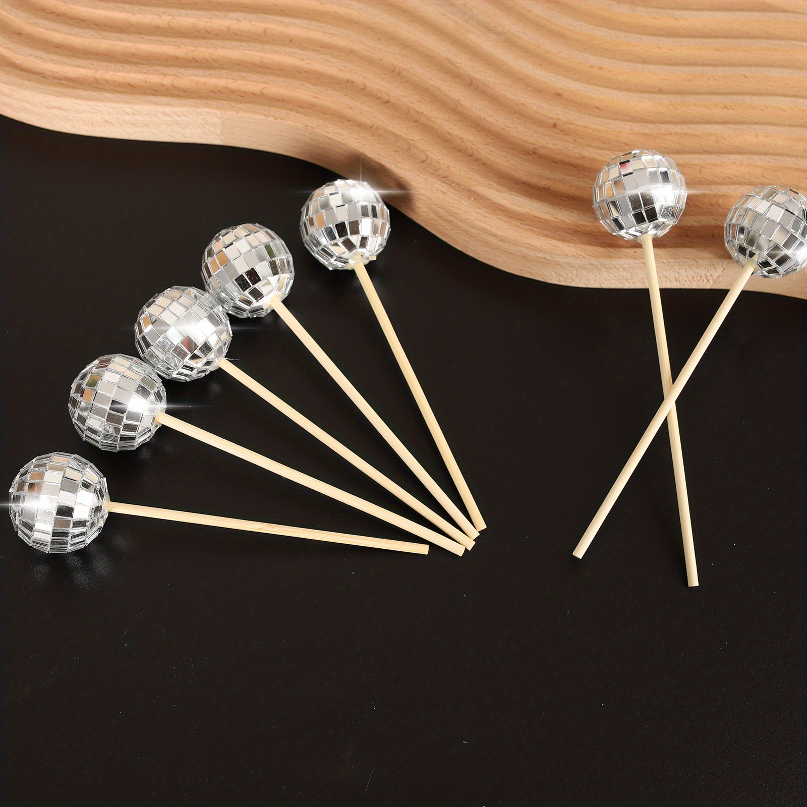 Disco Mirror Ball Cake Decoration Plugin Disco Ball Wooden Temu