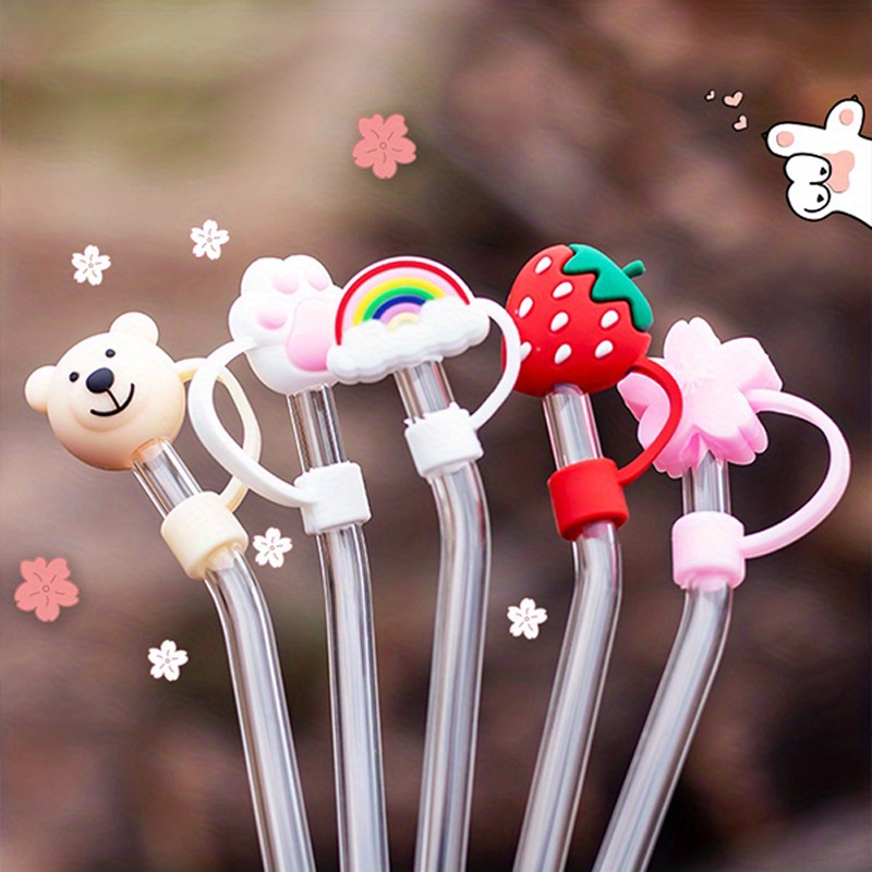 Cute Cartoon Silicone Straw Tip Cover - Reusable Straw Plug For Drinking -  Protects Straw Tip From Bacteria And Dirt - Easy To Clean And Reusable -  Temu