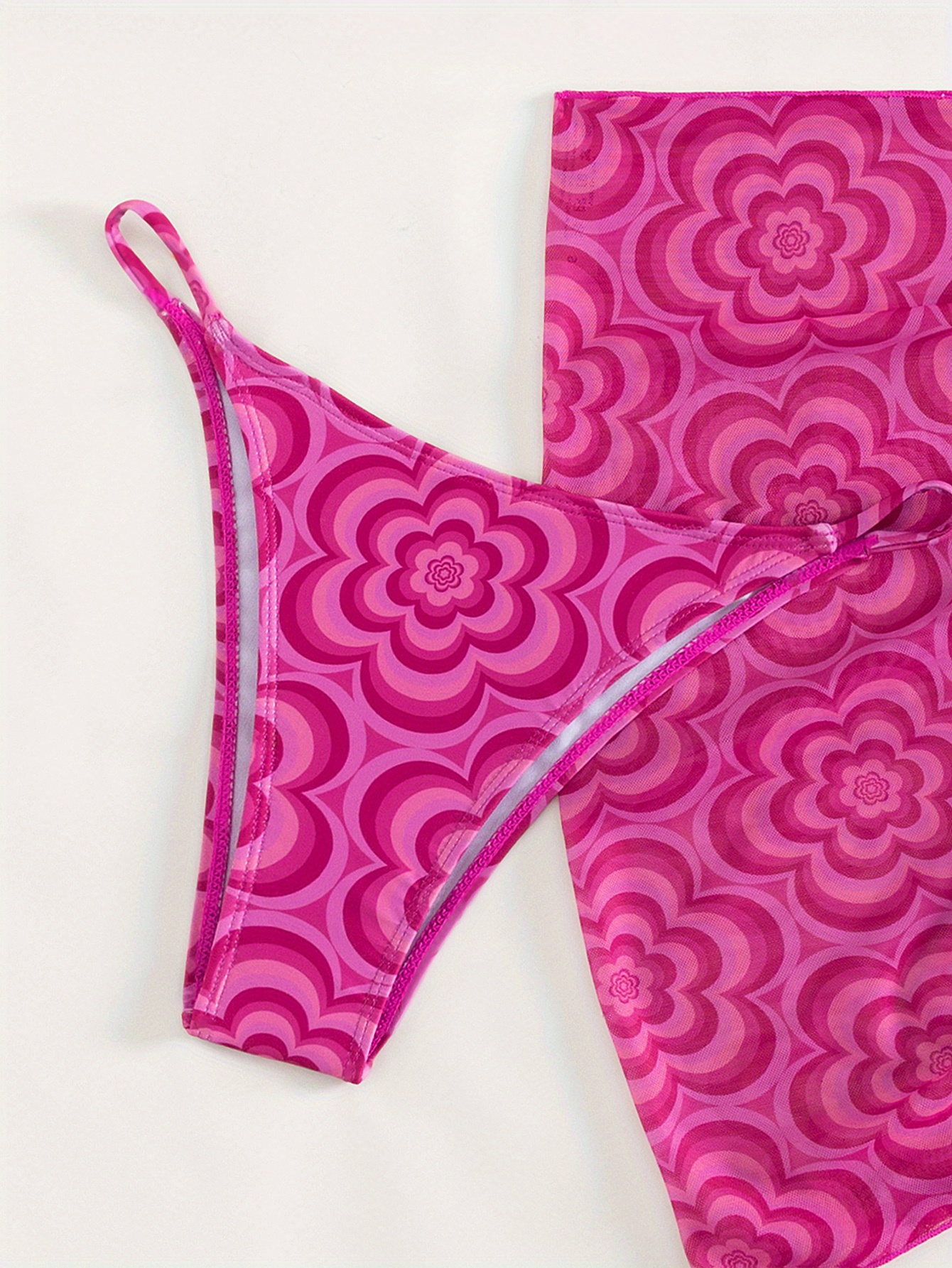 Flower Shape Fluid Print Bikini Sets Triangle Halter Neck Temu