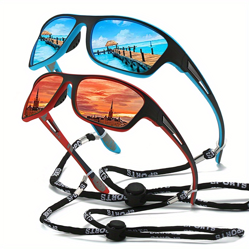 Trendy Classic Vintage Polarized Sunglasses With Strap For Men Women Outdoor  Sports Vacation Travel Driving Fishing Cycling Decors Photo Props, High-quality & Affordable