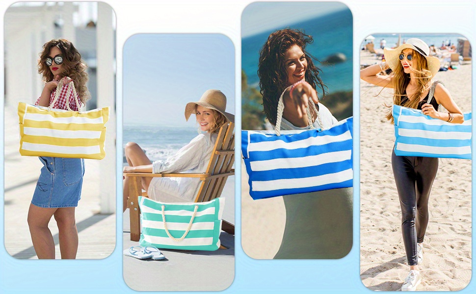 Waterproof Beach Tote Bag For Women Sandproof Beach Bag With