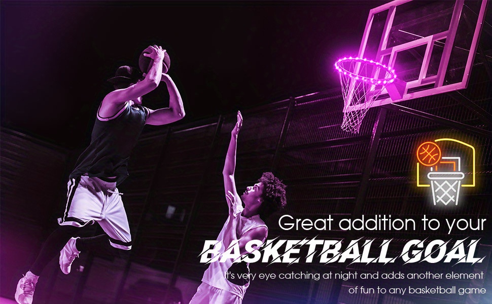 1pc led basketball hoop light remote control basketball rim led light 17 colors waterproof led basketball hoop suitable for play outdoors at night training night outdoor basketball games good gift details 2