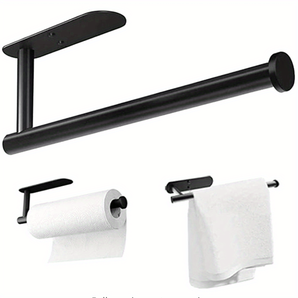 1pc Towel Holders, Paper Towels Rolls, Paper Towels Bulk, Self-Adhesive Under Cabinet, Both Available in Adhesive and Screws, Stainless Steel Paper