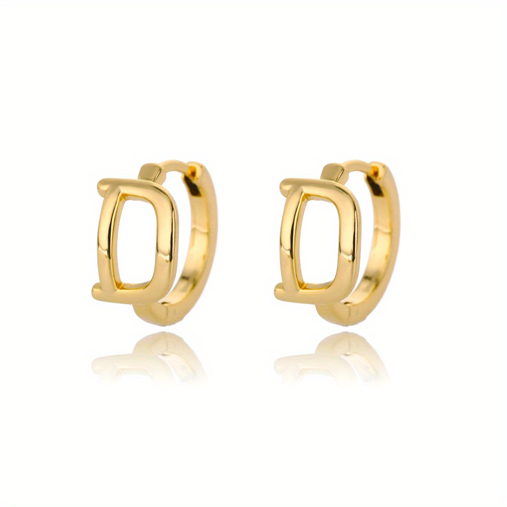 Letter Design Golden Hoop Earrings Elegant Simple Style Stainless Steel 18k Gold  Plated Jewelry Female Gift - Temu United Arab Emirates