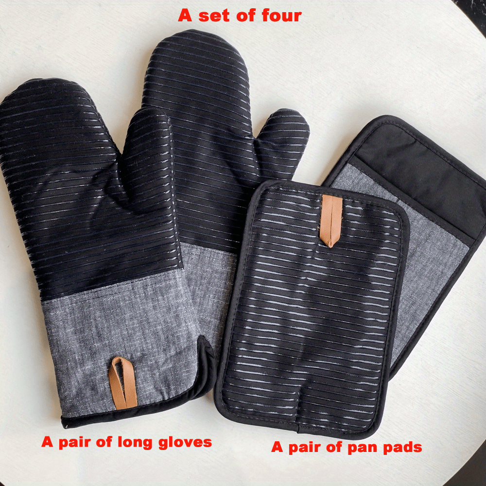 Silicone Oven Mitts Heat Resistant, Oven Mitts and Pot Holders Sets, Kitchen Mittens 5 Piece Set, Oven Gloves for Cooking,Baking,BBQ, Pink Oven