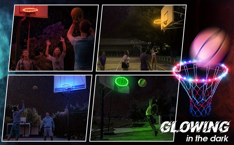 1pc led basketball hoop light remote control basketball rim led light 17 colors waterproof led basketball hoop suitable for play outdoors at night training night outdoor basketball games good gift details 5