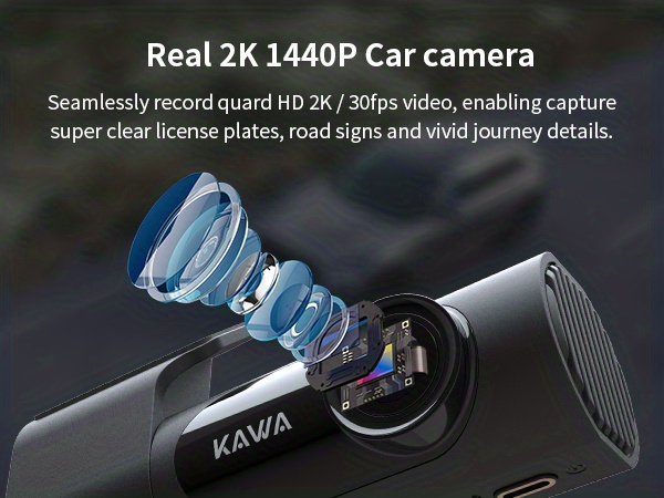 Dash Cam 2K, KAWA WiFi Dash Camera for Cars 1440P with Starlight Color  Night Vision, Voice Control, Emergency Recording, Built-in 3D Sensor,  Hidden Design Dashcam, WDR, Wide Angle, 24H Parking Monitor 