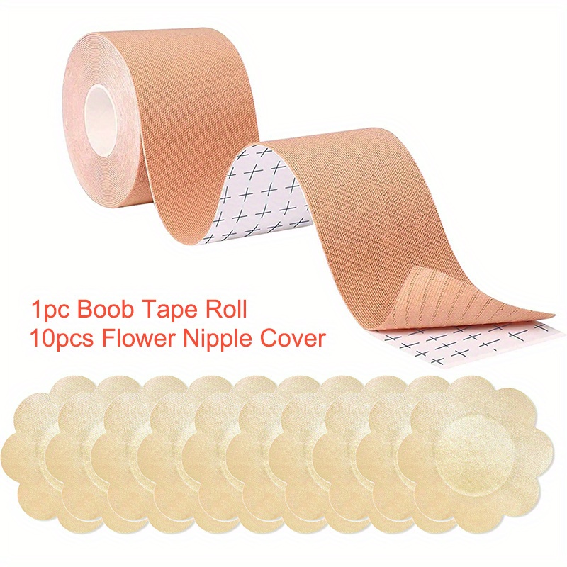 5pairs Flower & 5pairs Round Shaped Nipple Cover & 1roll Breast