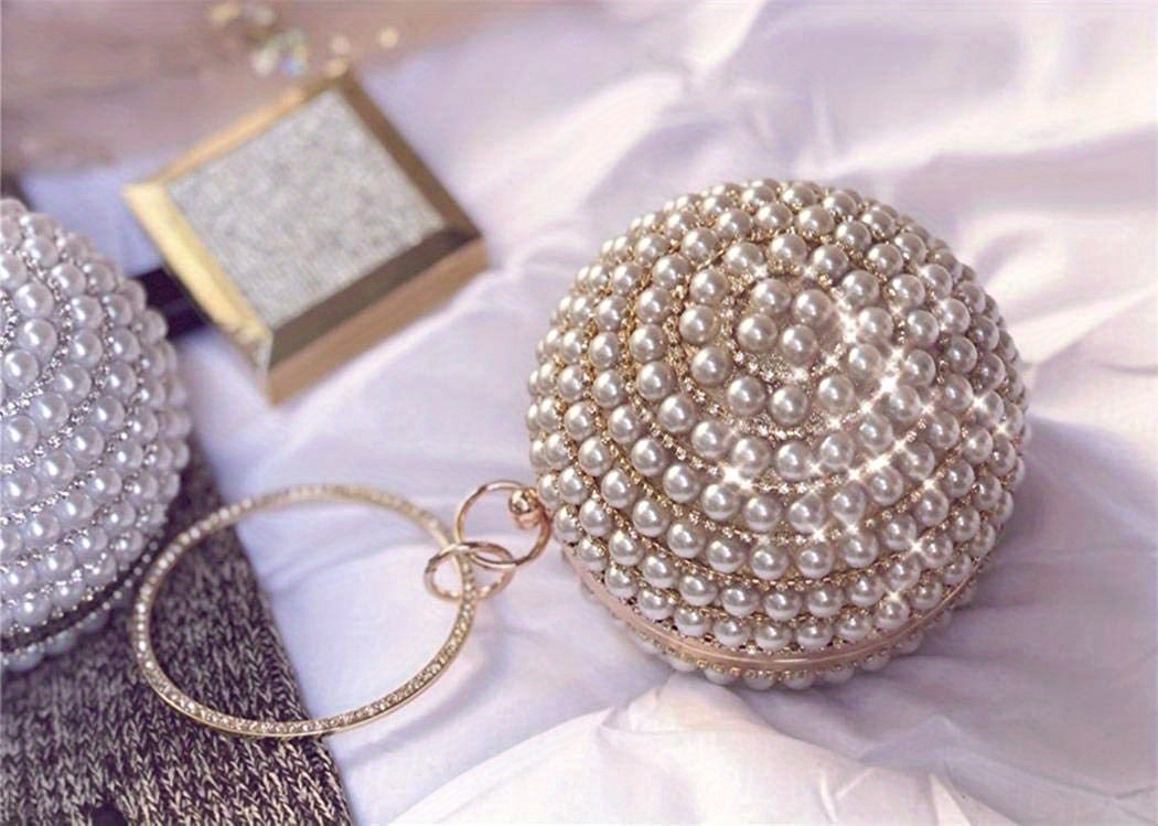 Elegant Spherical Evening Bag, Wedding Handbag, Handmade Rhinestone & Faux  Pearl Bag - Temu Austria
