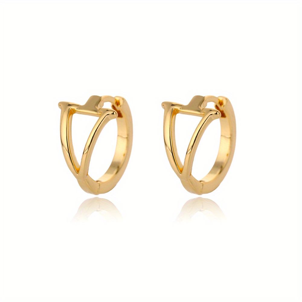 Letter Design Golden Hoop Earrings Elegant Simple Style Stainless Steel 18k Gold  Plated Jewelry Female Gift - Temu United Arab Emirates