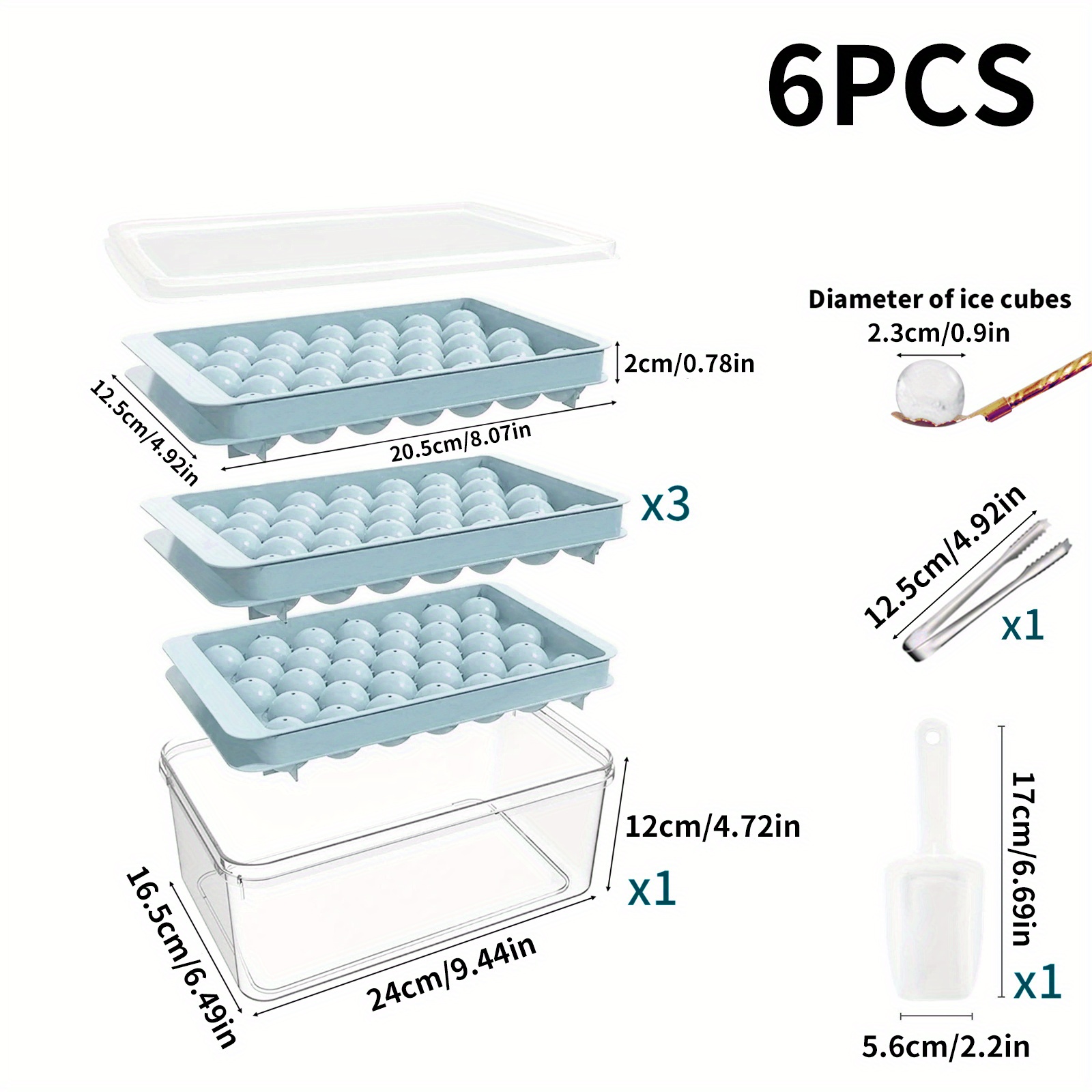 1pc Set Of Random Small Medium Large Ice Cube Tray With Lid