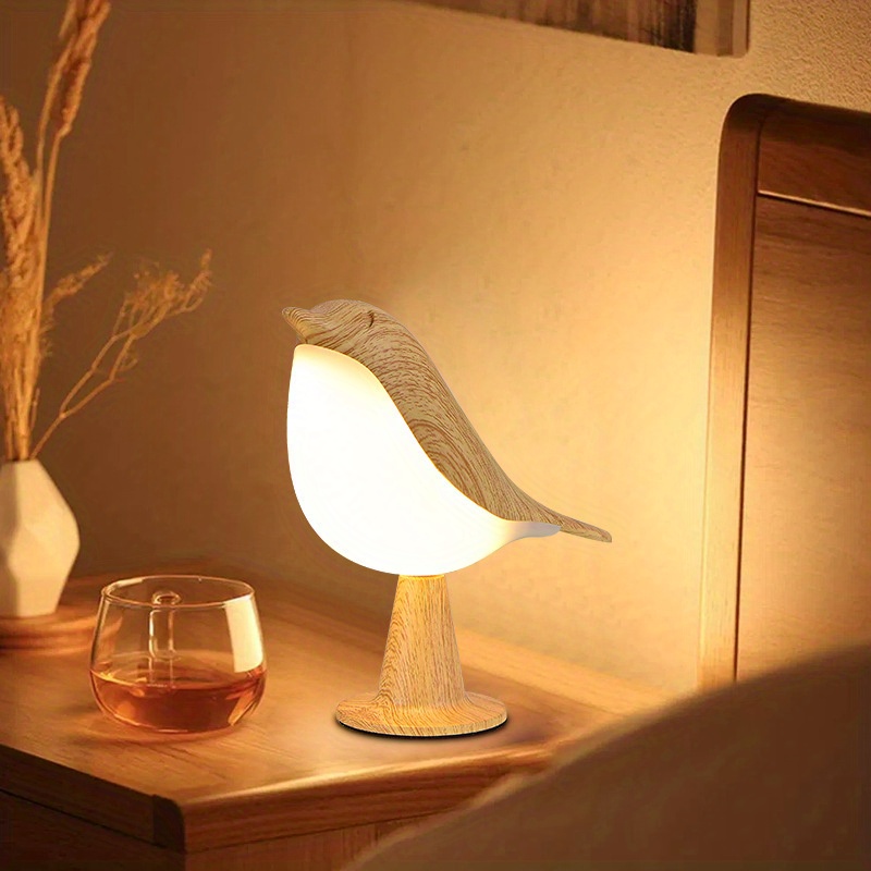1pc magpie night light cute little bird night light with touch control modern dimmable rechargeable aromatherapy table lamp for bedroom nursery office car home decor details 0