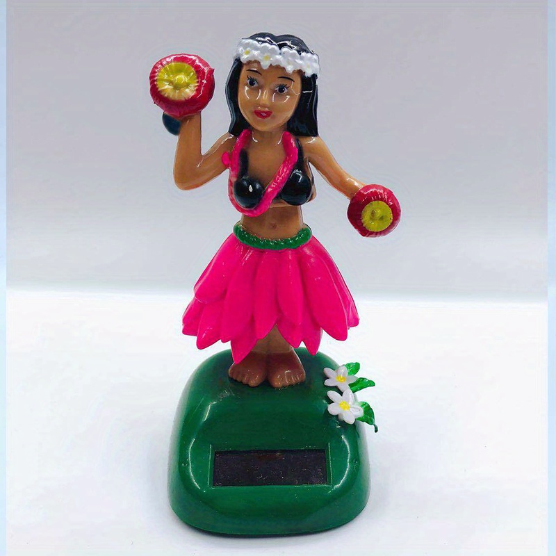 hawaii fille voiture tableau de bord ornement bureau bureau bobblehead  solaire jouet b-rose