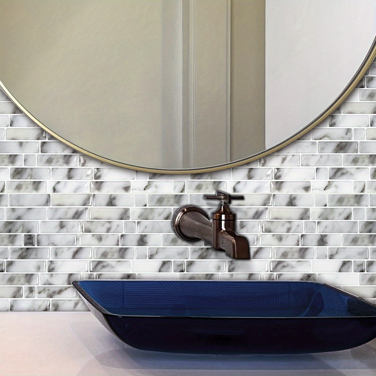 3d Marble Self adhesive Wall Tiles Sticker Kitchen Temu