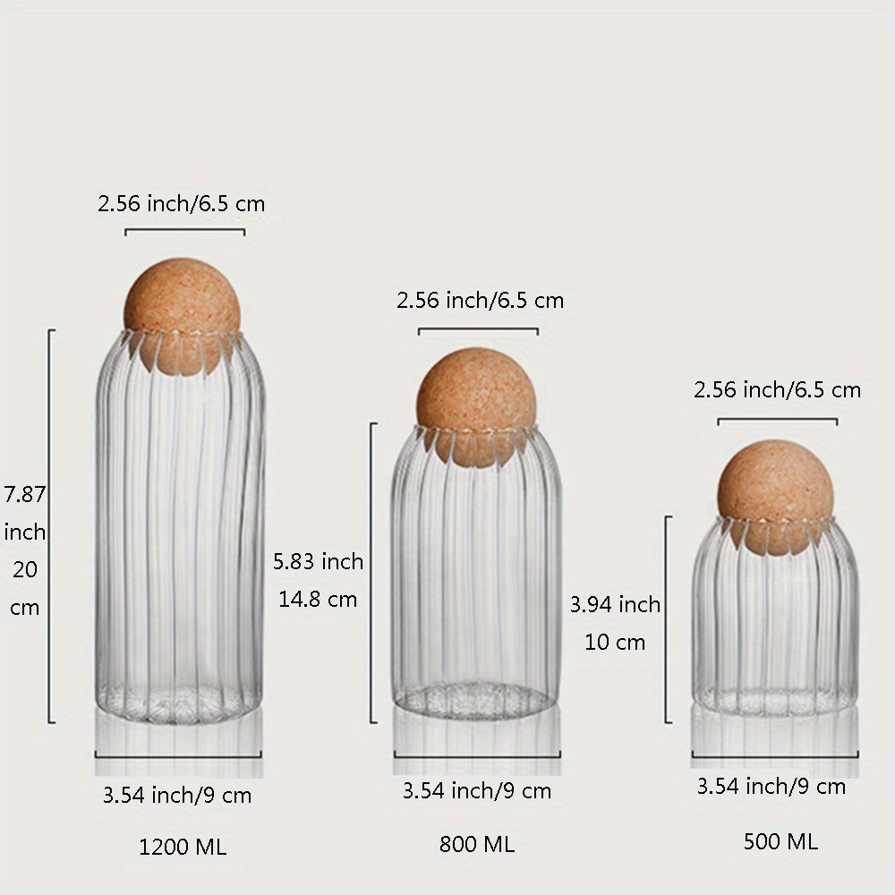 TEMU High Borosilicate Transparent Glass Coffee Bean Storage Jar, Tea Jar, Food And Grain Storage Box, Storage Jar