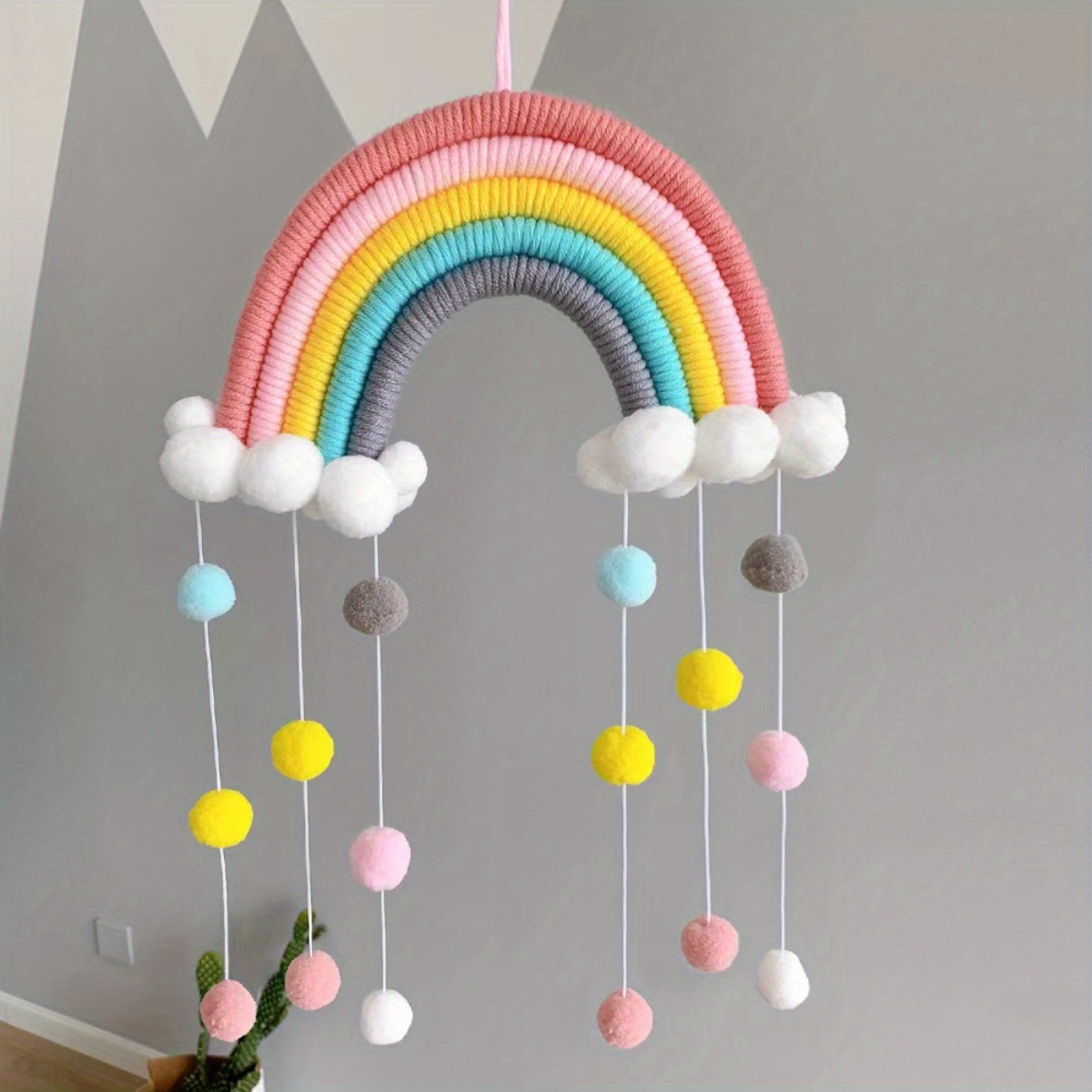 Image of 1pc Bohemian Style Decorative Tassel Rainbow Hanging Band 7.87 X 17.7 Inches