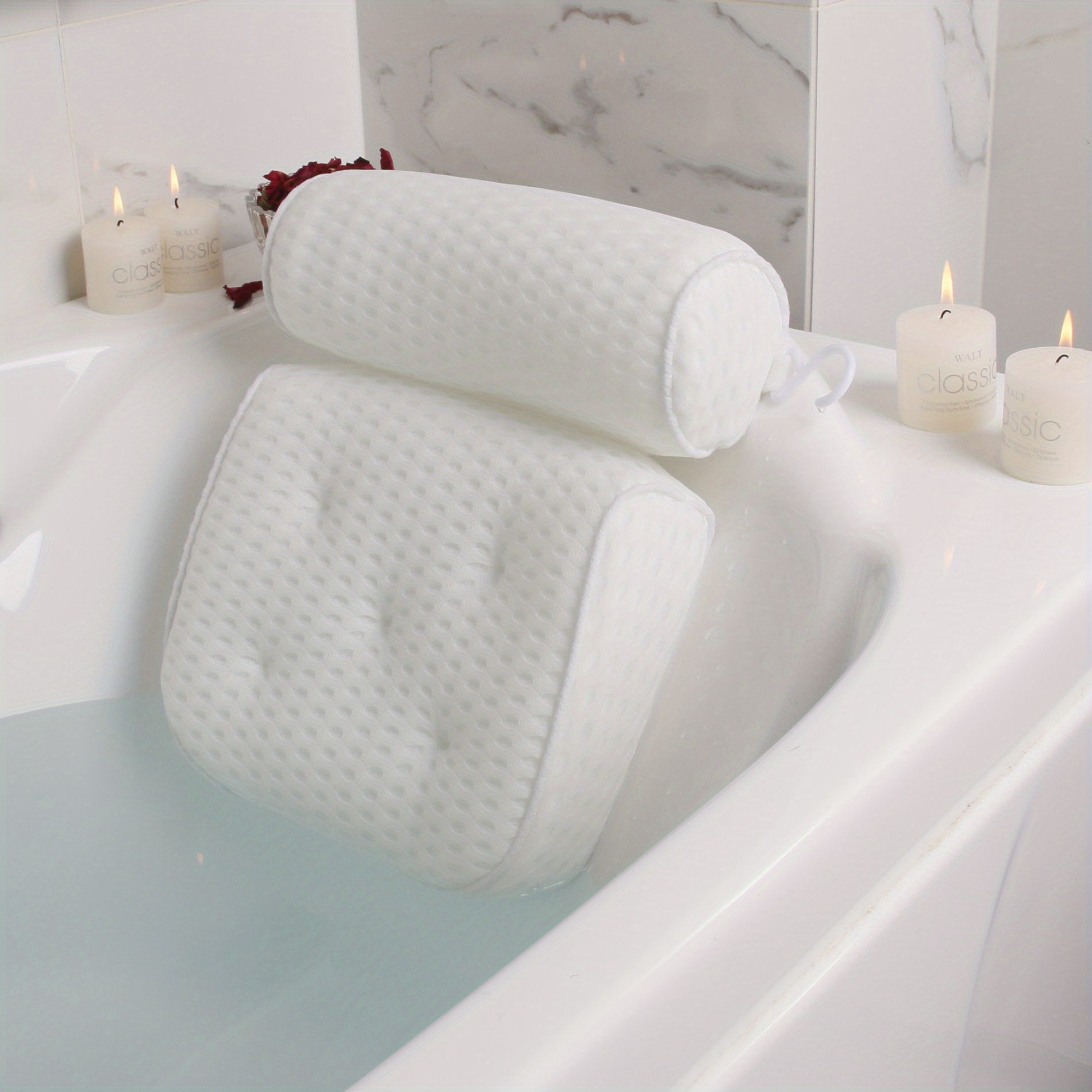 Comprar Almohada de baño suave, almohadas impermeables para bañera,  reposacabezas, antideslizante, suministros de baño para SPA, color blanco