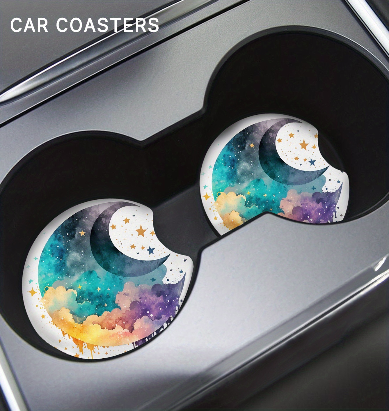 Moon & Stars Coaster, Car Accessories, Car Coasters, Cup Holder Coasters, Drink  Coasters