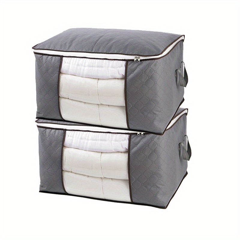 6pcs Fabric Storage Bags, Large Storage Box, Cube Organizer Bins With  Durable Handles, Foldable For Closet, Toys, Clothes, Bedding, Comforters,  Blanket, Grey
