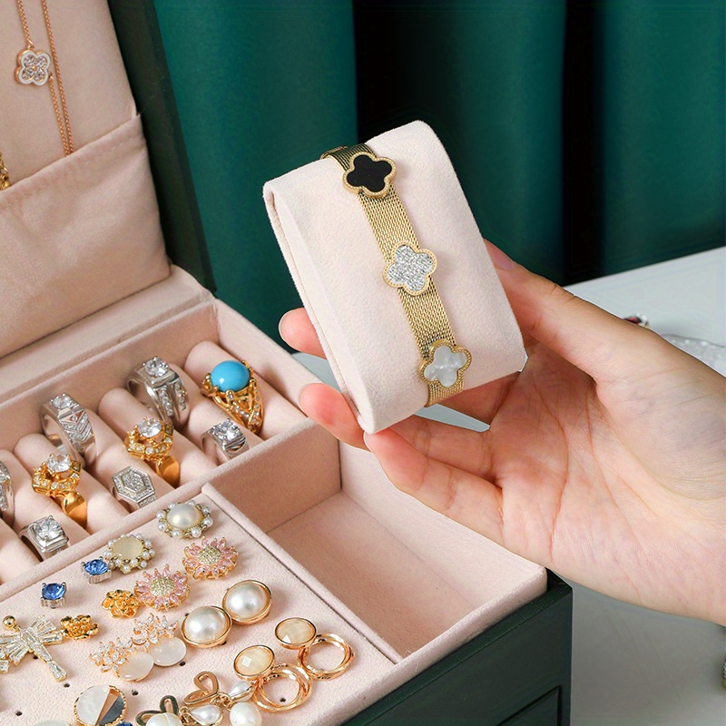 Pu Jewelry Box With Necklace Hook Earrings Ring Bracelet - Temu