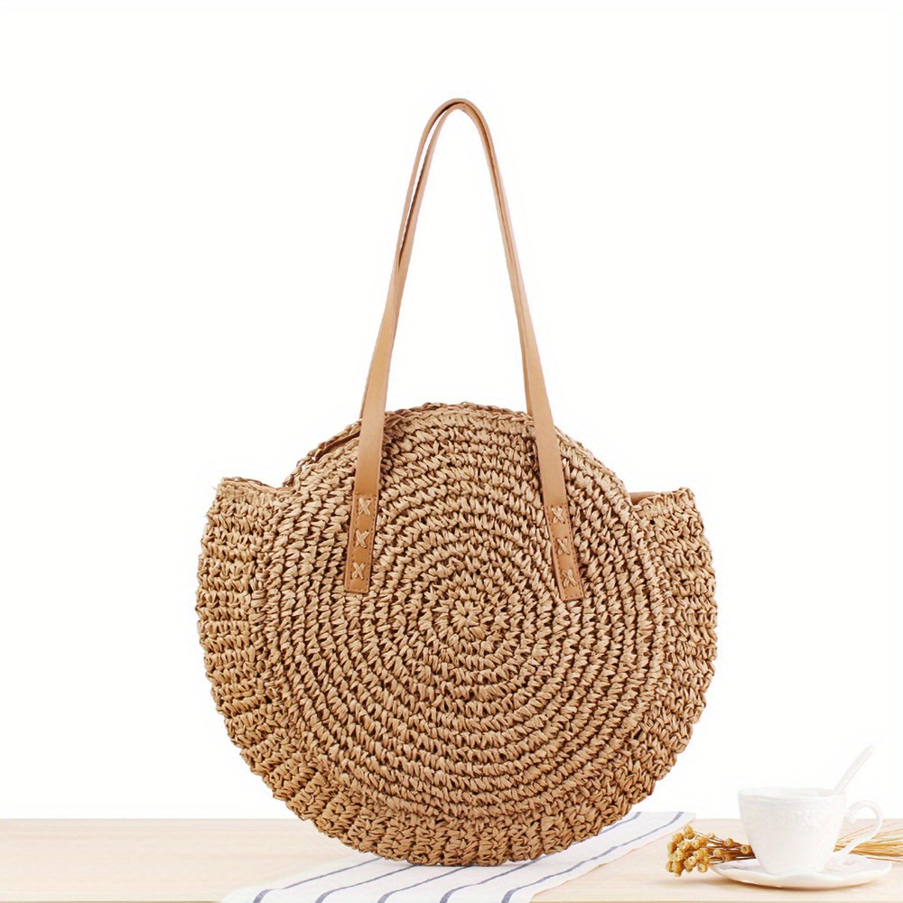 Oversized Straw Bag Vacation For Summer, Women Large Straw Woven Tote Large  Beach Handmade Weaving Shoulder Bags Purse Straw Handbag, Beach Bag for