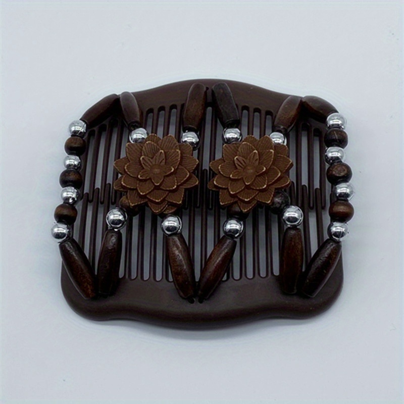 Image of Magic Hair Side Combs For Women Beaded Stretch Double Hair Side Combs Clips Bun Maker Hair Accessories