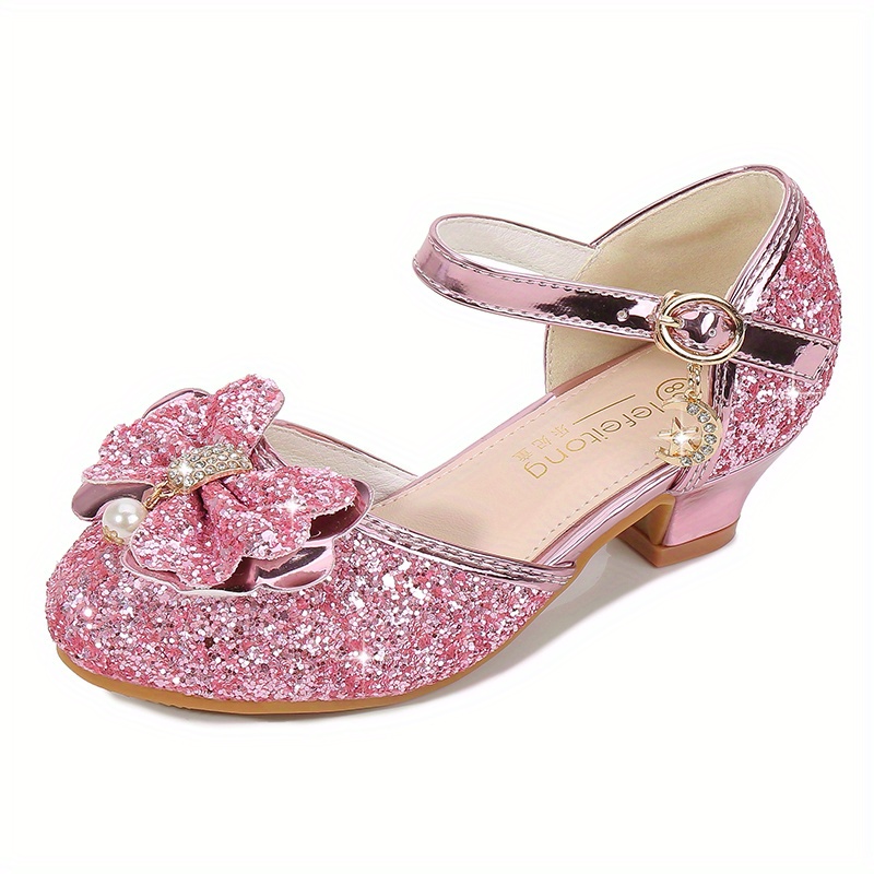 Zapatos Mary Jane Lazo Brillante Niñas Zapatos Princesa Moda - Temu