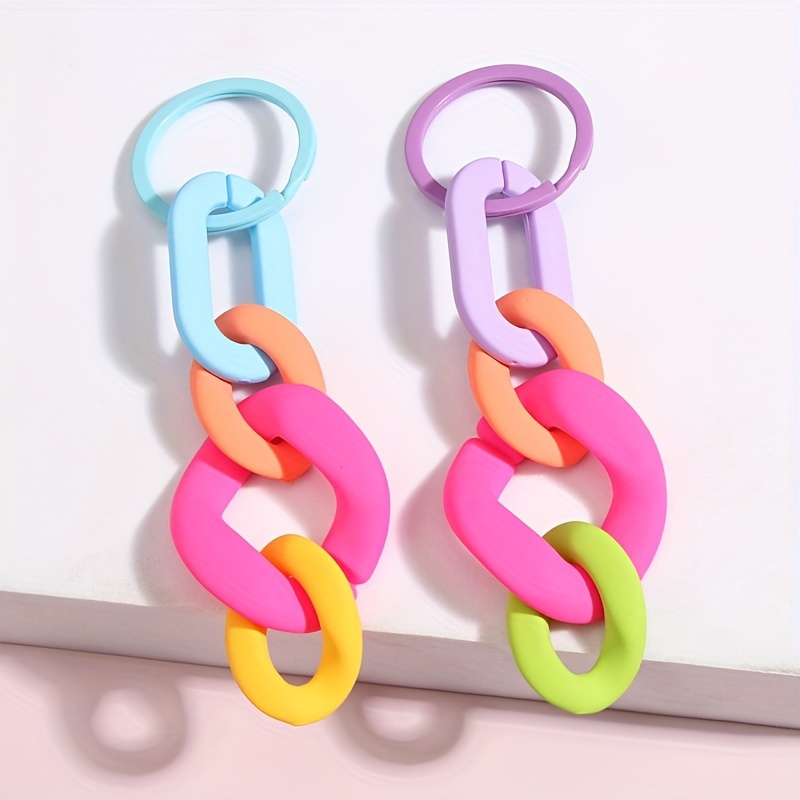 

1pc Y2k Color Block Keychain Cute Key Ring Purse Bag Backpack Car Charm Earphone Accessory Women Gift