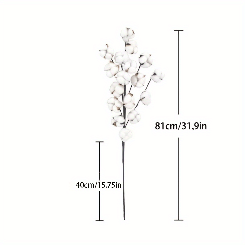 CEWOR 20Pack Really Natural White Cotton Stems Dried Flower Branch for Farmhouse