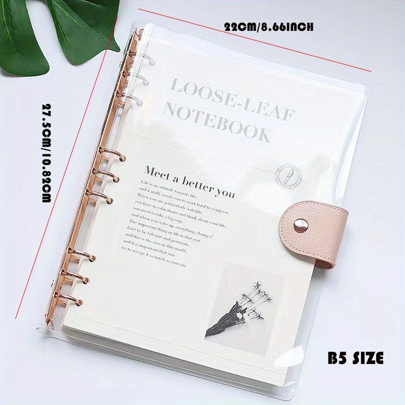 Transparent 6 Ring Binder Covers Lined Inner Paper Binder - Temu