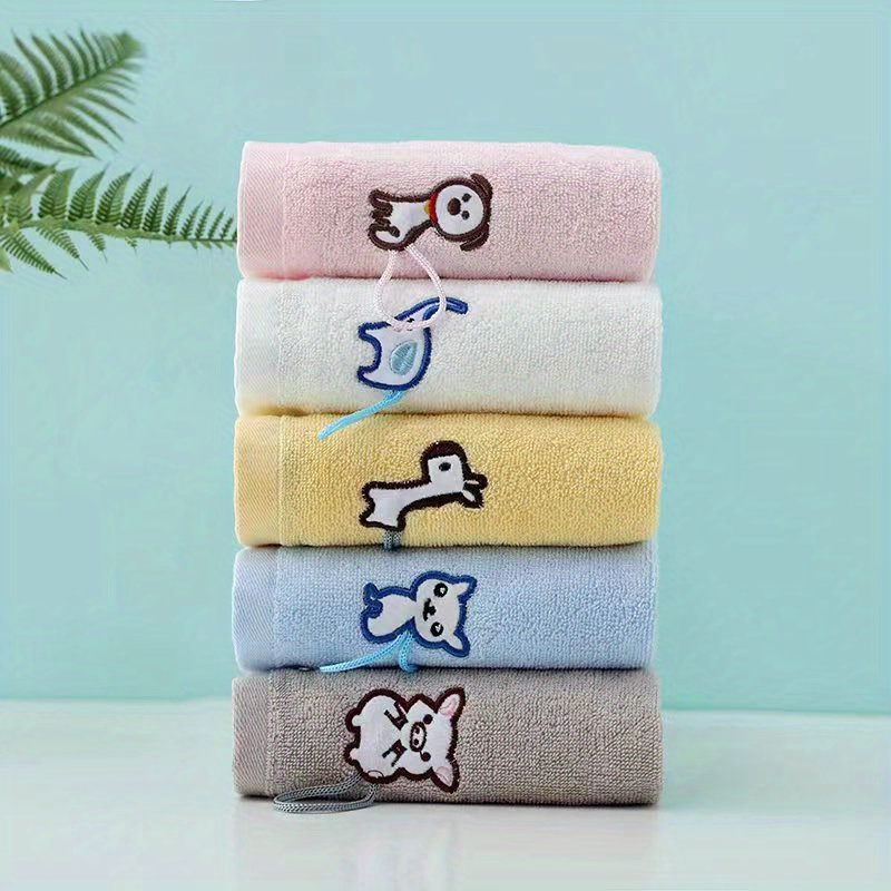 Children's Towel 100% Cotton Cartoon Animal Embroidery - Temu
