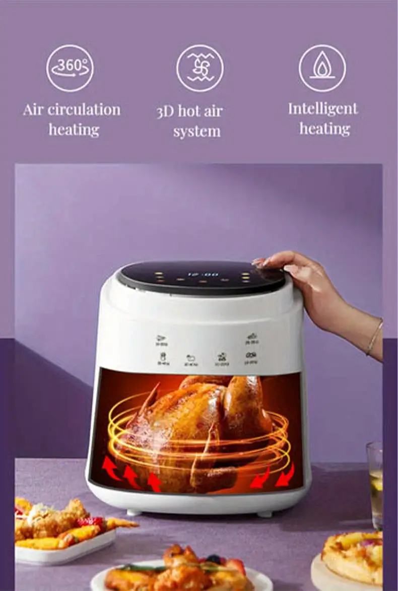 8 liters 2 gallons home air electric fryer machine electric oven integrated multifunctional automatic intelligent oil free air fryer details 15