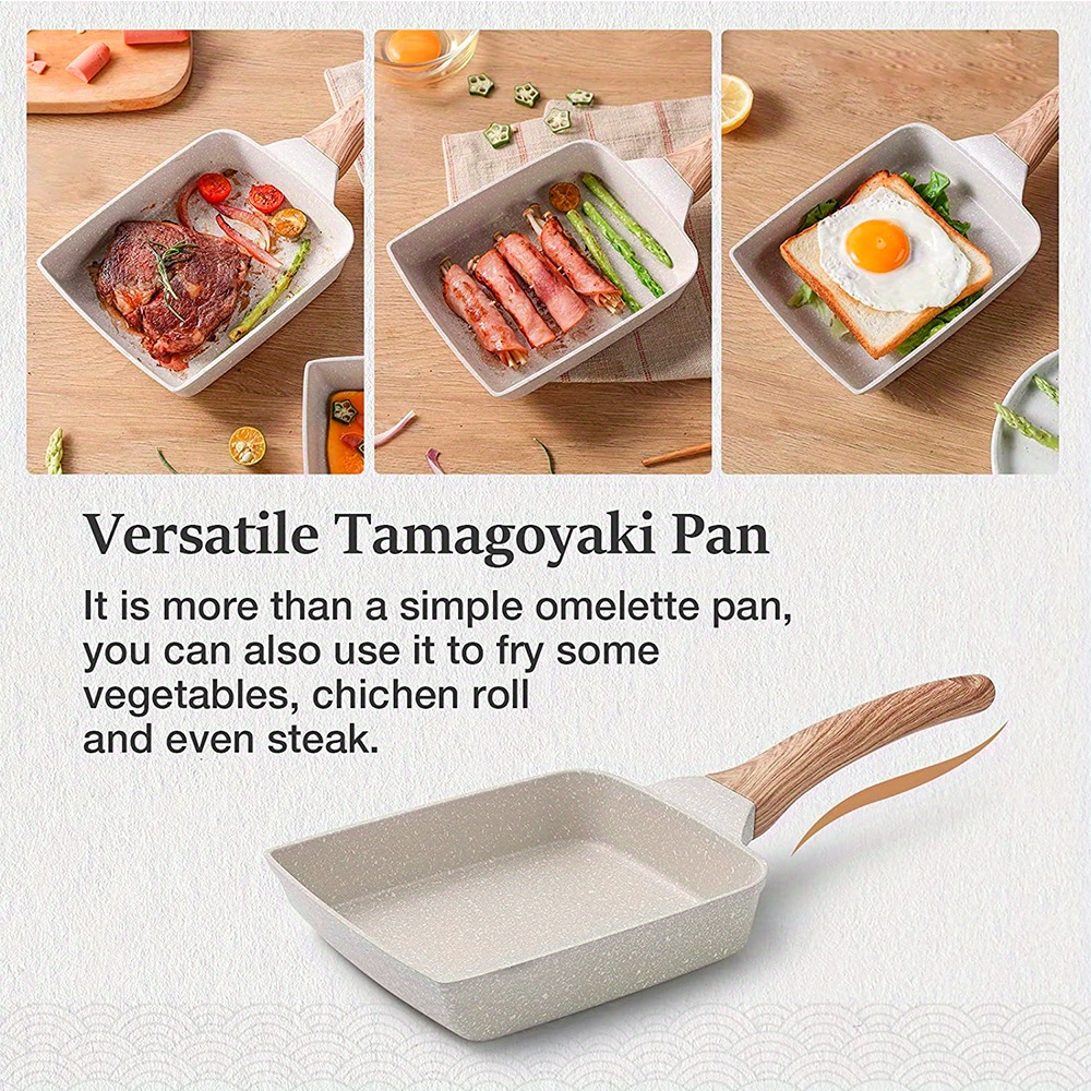 1pc, Japanese Omelette Pan (15.24cmx17.78cm), With Heat Resistant Handle,  Non-Stick Tamagoyaki Pan, Square Egg Frying Pan, Daily Cookware, Kitchen