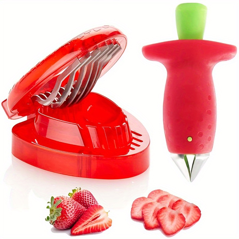 2pcs, Removedor De Tallos De Fresa Y Cortador De Fresas, Gadgets De Cocina,  Cosas De Cocina, Accesorios De Cocina, Artículos De Cocina Para El Hogar