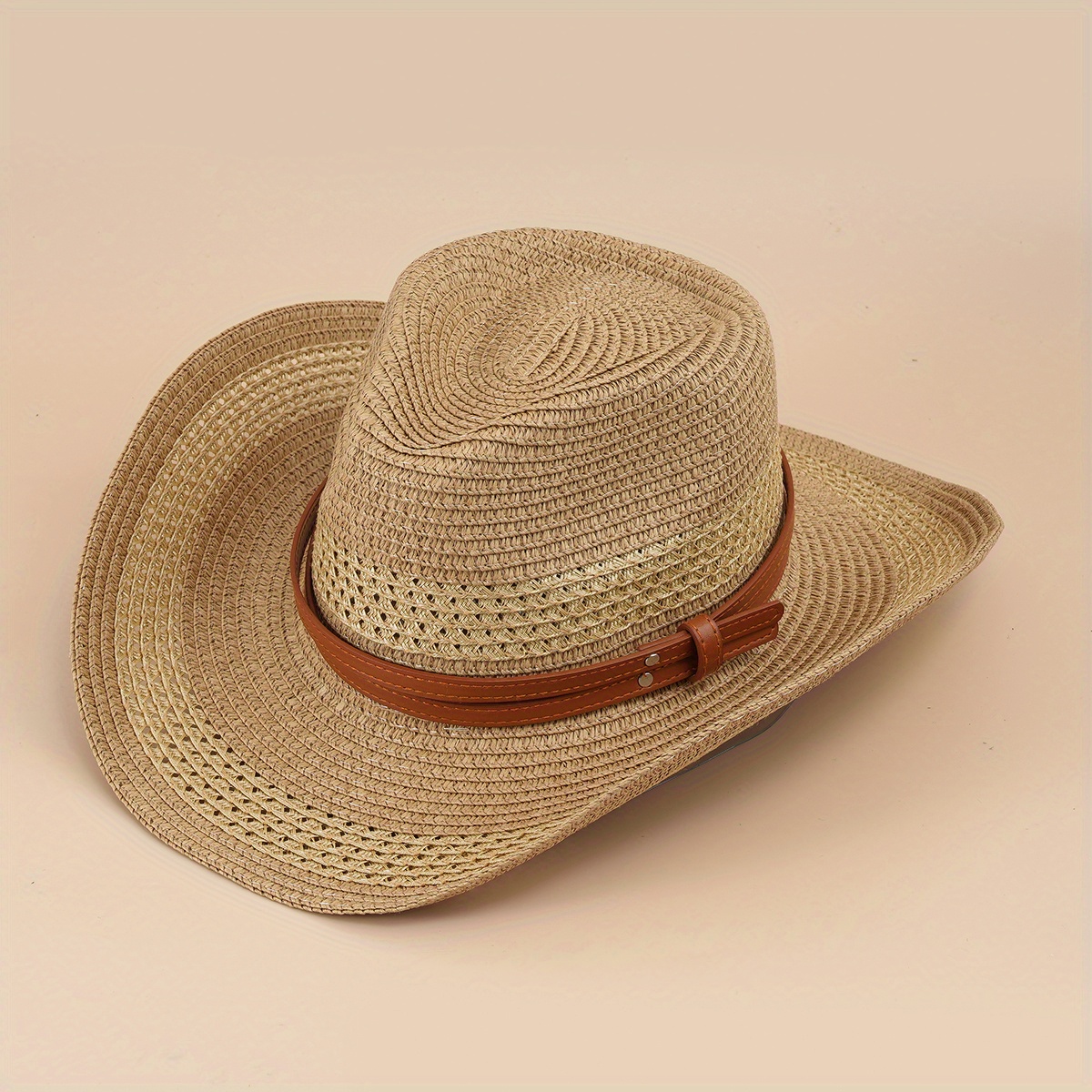 Straw Cowboy Hat Boho Jazz Sun Hat Unisex Western Cowgirl Hat
